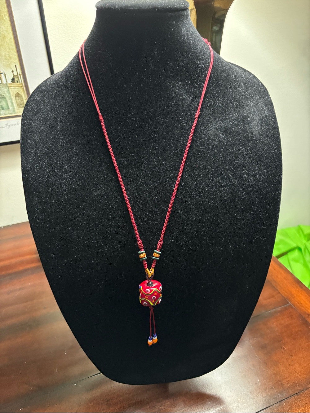 Handcrafted Red Bead Pendant Necklace - Women Jewelry